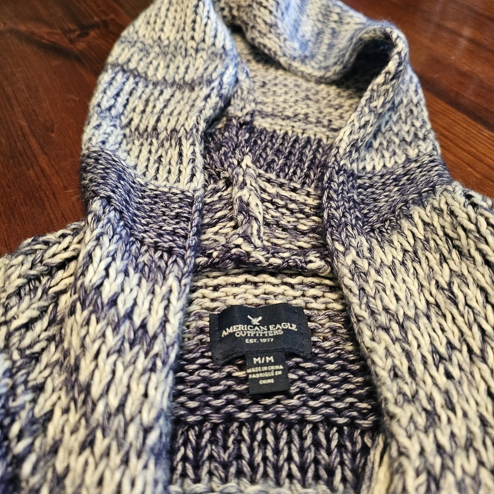 American Eagle Outfitters Boho fringe cardigan. Denim blues. Size medium - Picture 2 of 5